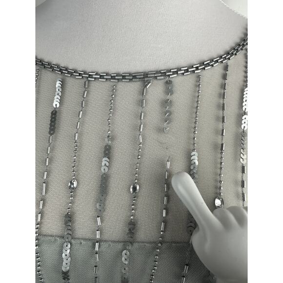 JKARA Beaded Sequin Mesh Evening Dress Plus Size 16 Mother Of Bride Formal NWT - Picture 12 of 16